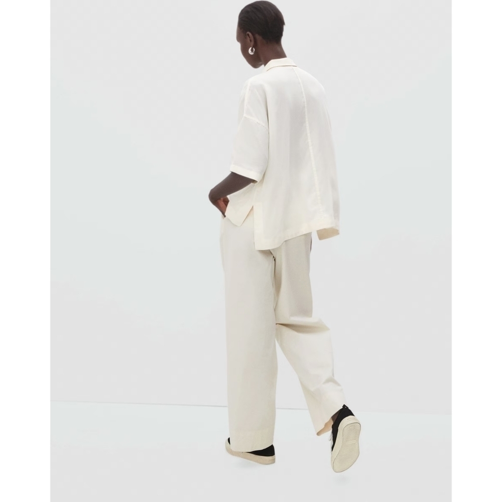 Everlane Button Up Shirt Short Sleeve Cream Sandstone Women Top Drapy Square